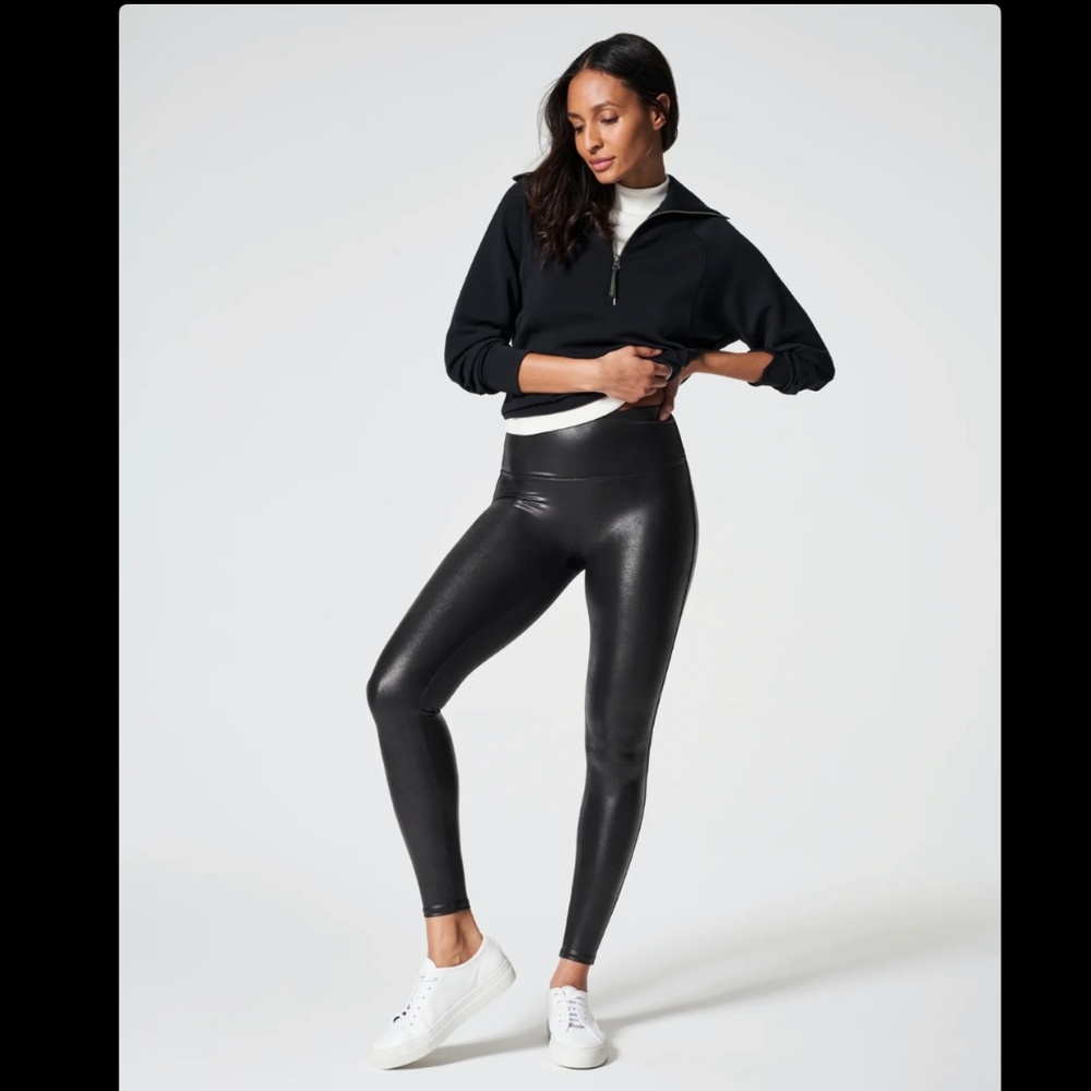 SPANX Black Faux Leather Leggings